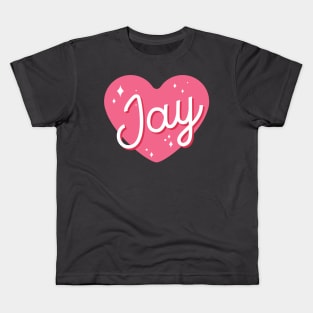 Enhypen Jay name heart text Engene | Morcaworks Kids T-Shirt